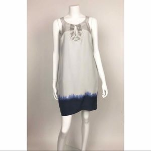 NEW Banana Republic 100% Silk Grey and Blue Dress